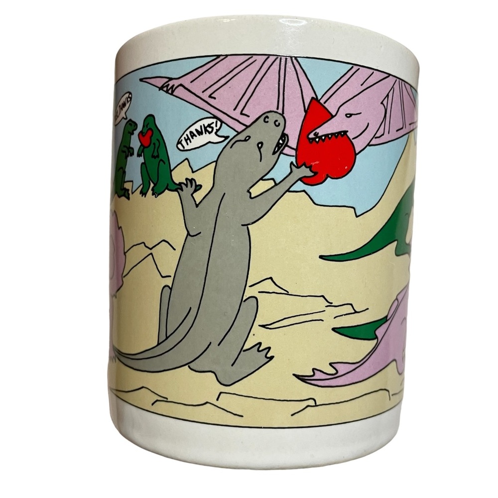 Vintage Thank You Mug Dinosaurs Hearts - Picture 2 of 4